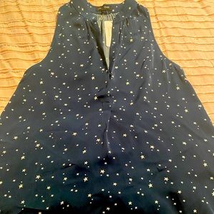 Teal sleeveless blouse with stars!